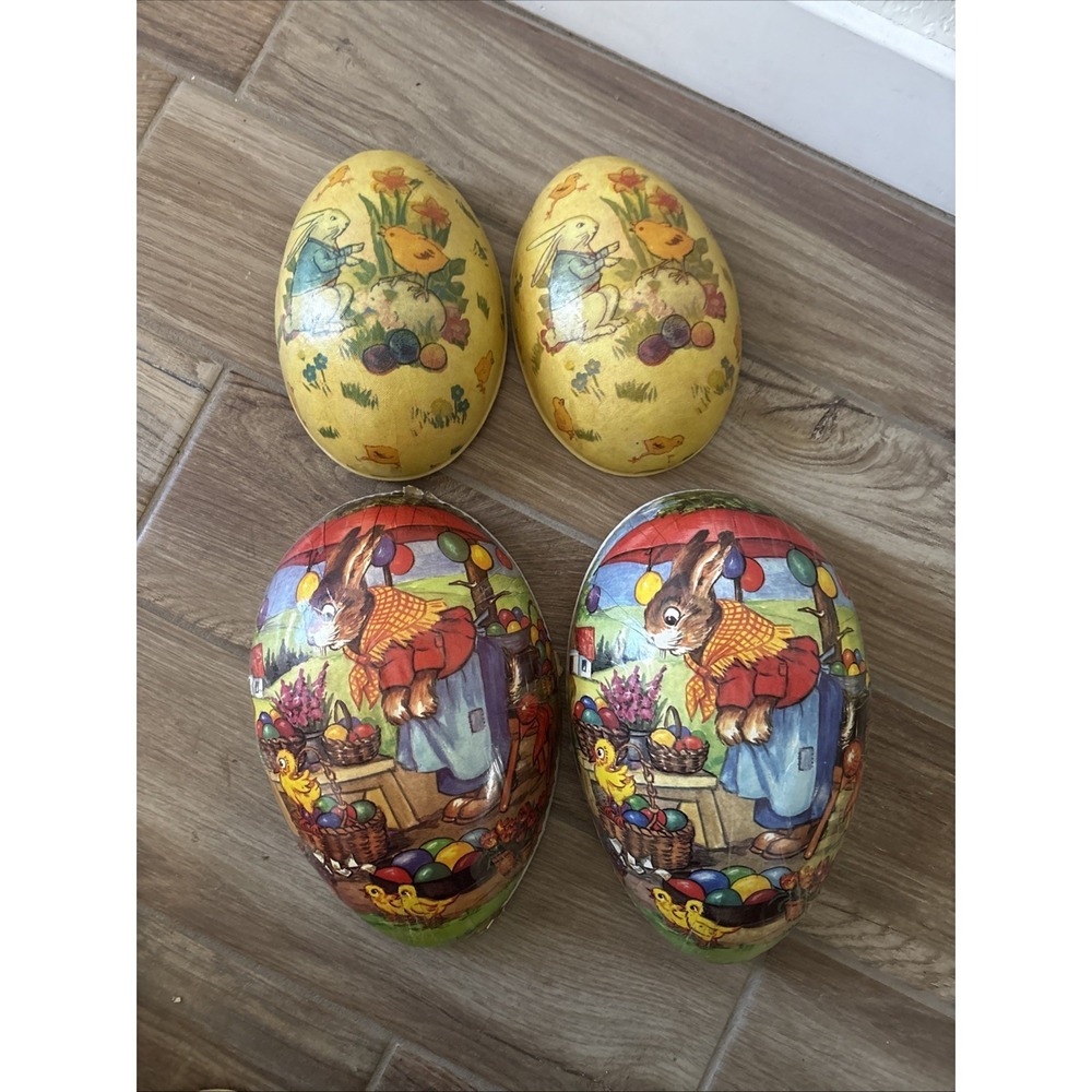 Vintage German Democratic Republic Papier-Mâché Easter Eggs – Set of 2 1960s/70s